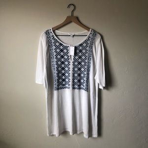 NWT J. Jill Jacquard Bib Linen Knit XL Harbor Mist